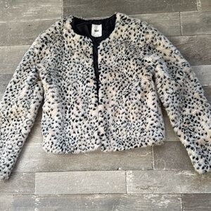 Vans Black and White animal print Faux Fur Jacket with pockets